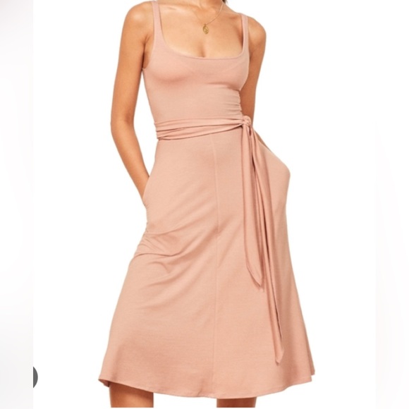 Reformation Dresses Reformation Blush Pink August Tie Waist Aline